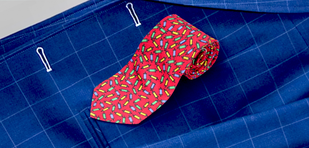 red silk printed tie