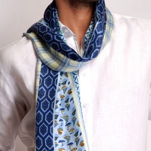 White and Blue Men Scarf