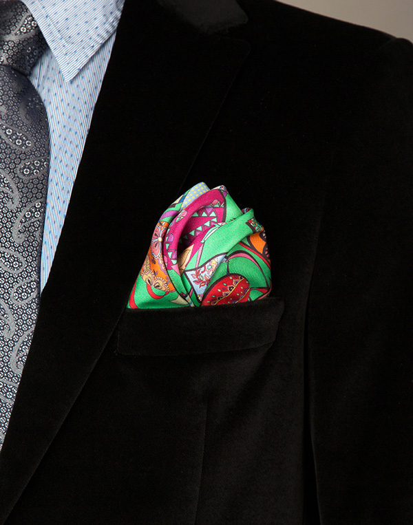 Festivals of Kites Green Pocket Square