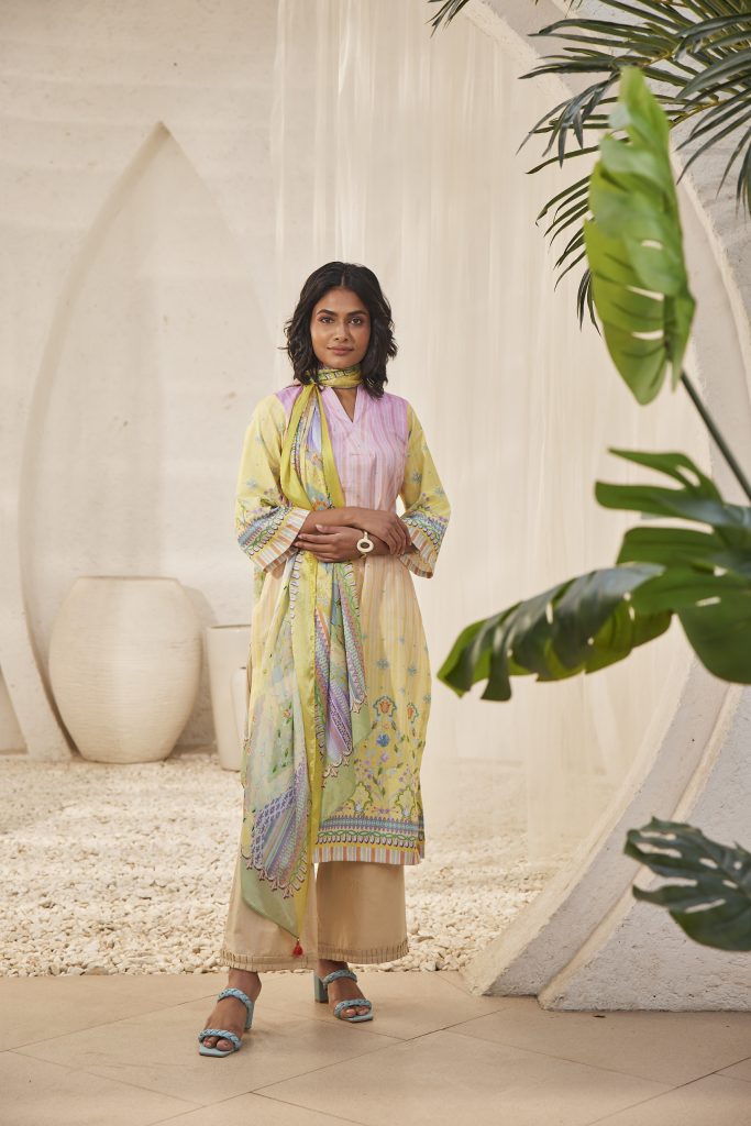 printed unstitched cotton suit set